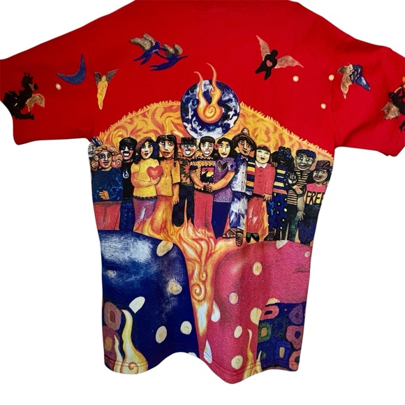 90s AOP Santana Sacred Fire Retro RARE An Incredible T Shirt Co Logo OS XL 2XL